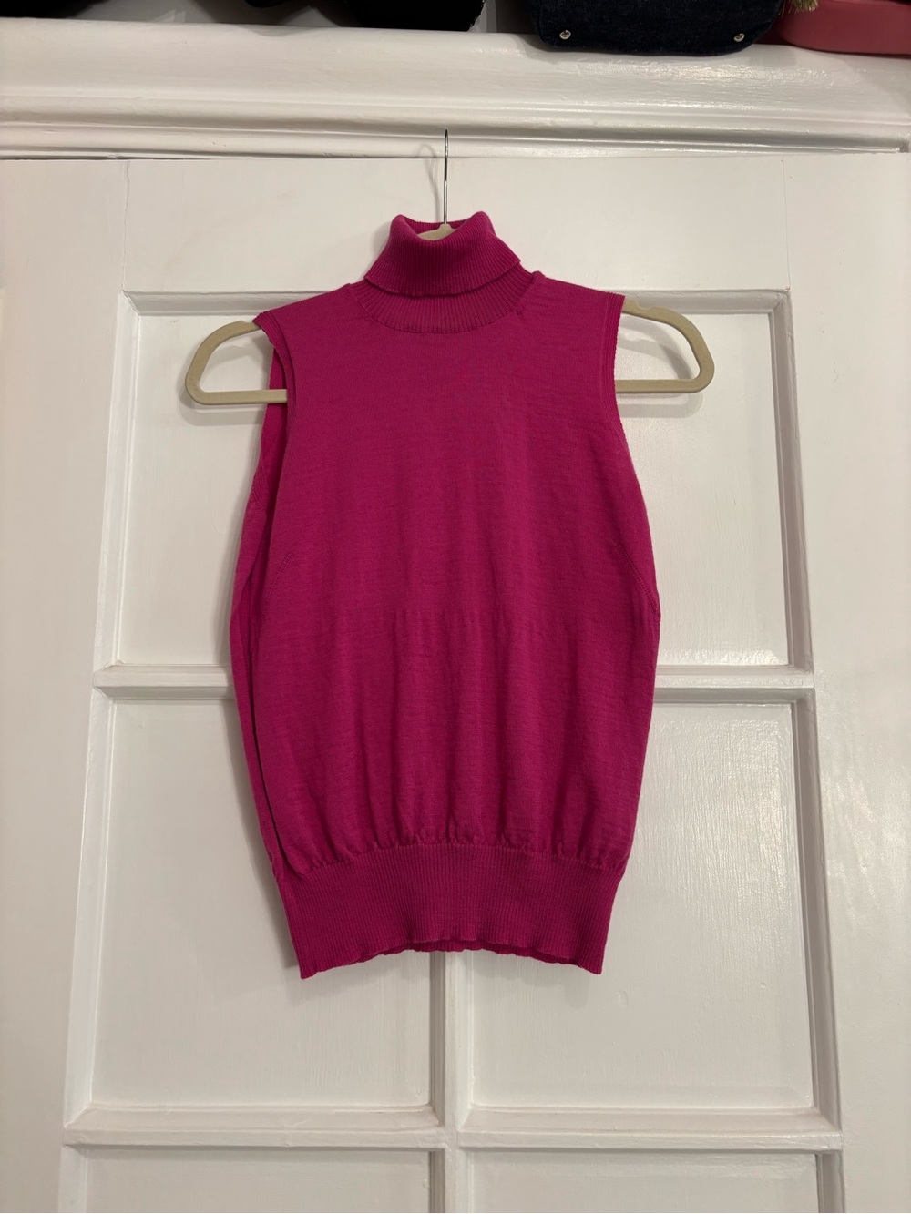 Hot Pink Merino Wool Turtleneck Shell/Tank Top